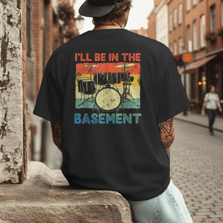 Drumming Basement Drum Set Drummer Rock Dad Grandpa Men's Back Print T-Shirt