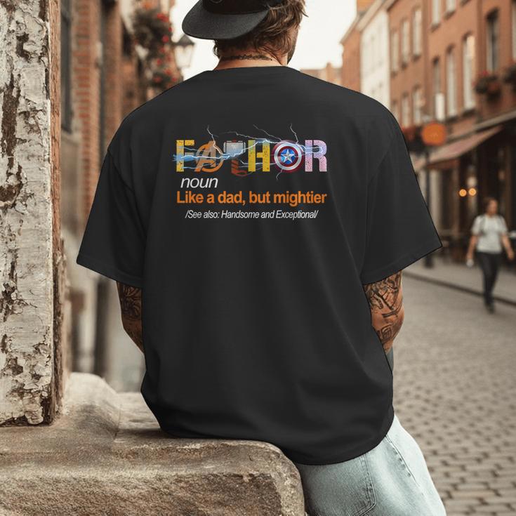 Fa-Thor Like Dad Just Way Mightier Hero Fathers Day Men's Back Print T-Shirt Fa-Thor Like Dad Just Way Mightier Hero Fathers Day Men's Back Print T-Shirt