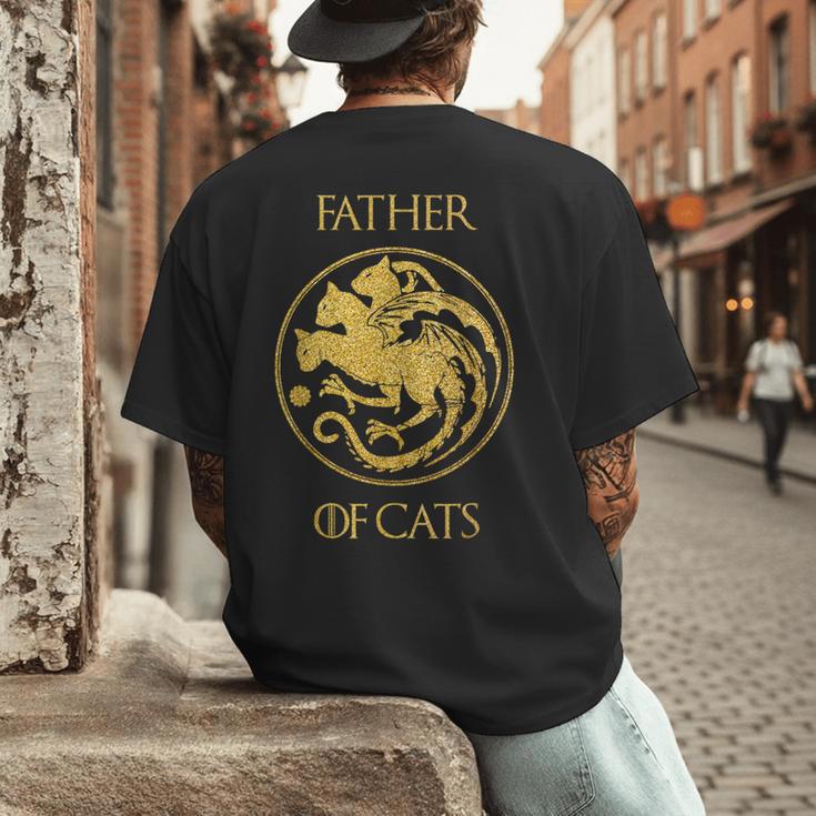 Father Of Cats Shirt Cat Dad Cat Daddy Men's Back Print T-Shirt
