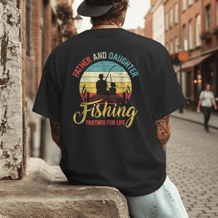 Father Daughter Fishing Partner For Life Retro Matching Dad Men's Back Print T-Shirt