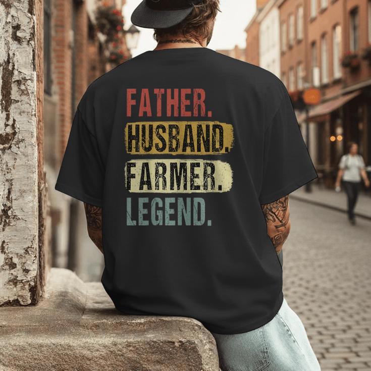 Father Husband Farmer Legend Vintage Dad Father's Day Men's Back Print T-Shirt