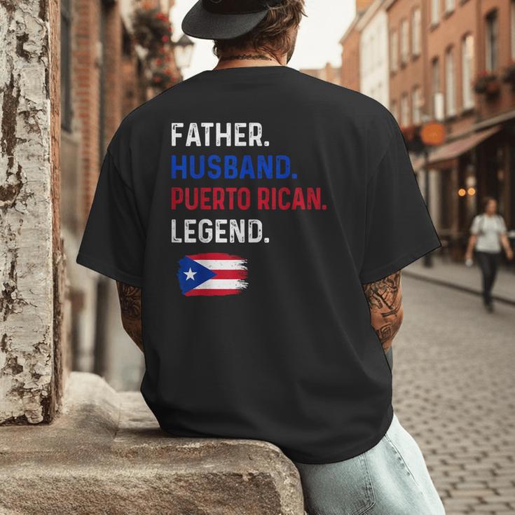 Father Husband Puerto Rican Legend Proud Dad Rico Flag Men's Back Print T-Shirt
