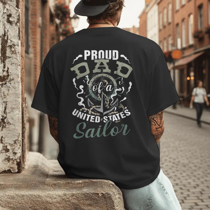 Fathers Day Proud Dad Of A United States Anchor Sailor Men's Back Print T-Shirt