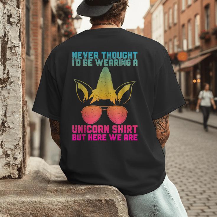 Fathers Day I Wear A Unicorn Shirt Dadacorn Men's Back Print T-Shirt