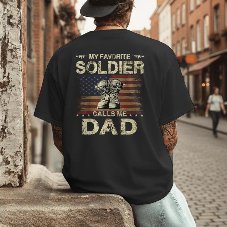 My Favorite Solider Calls Me Dad Proud Army Dad Men's Back Print T-Shirt