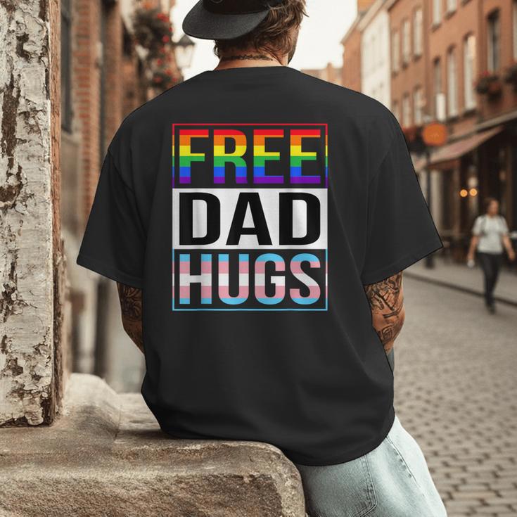 Free Dad Hugs LGBT Gay Pride Month Transgender Rainbow Flag Men's Back Print T-Shirt
