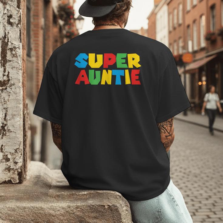 Gamer Aunt Super Auntie Gaming Matching Dad & Mom Kids Men's Back Print T-Shirt