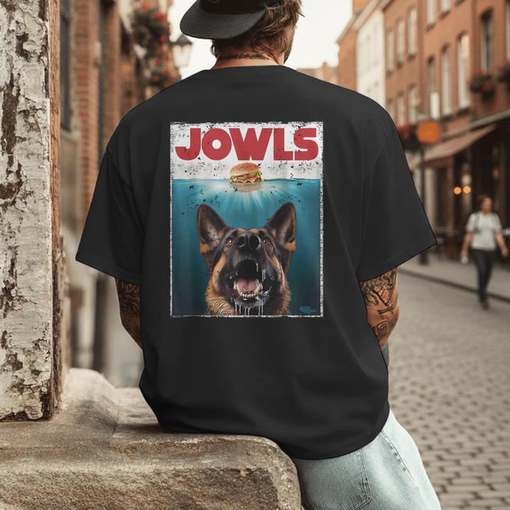 German Shepherd Jowls Hamburger GSG Dog Mom Dog Dad Men's Back Print T-Shirt