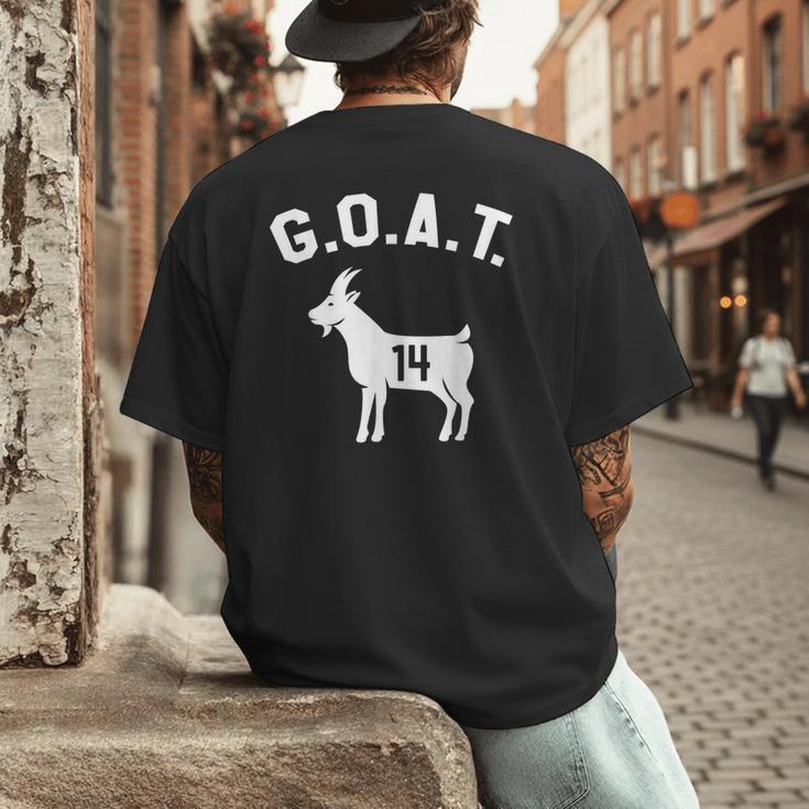 GOAT Number 14 Greatest Of All Time Dad Joke Men's Back Print T-Shirt