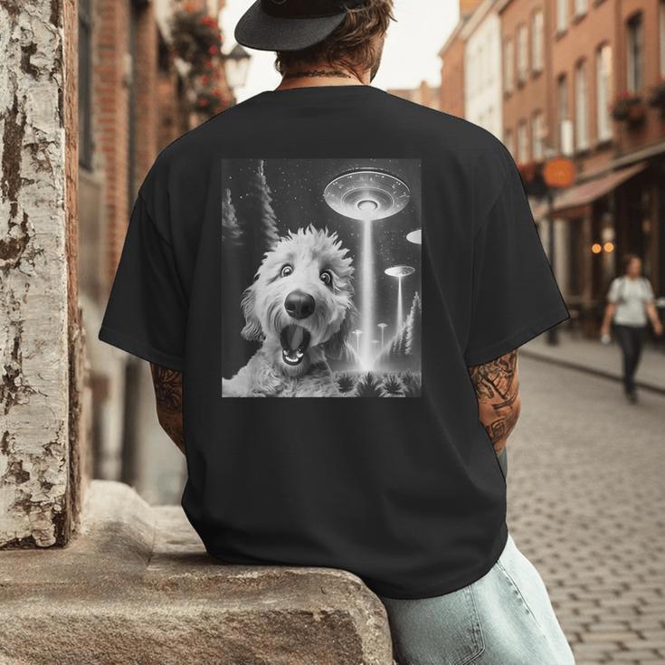 Goldendoodle Alien UFO Taking a Selfie Dog Mom Dad Men's Back Print T-Shirt