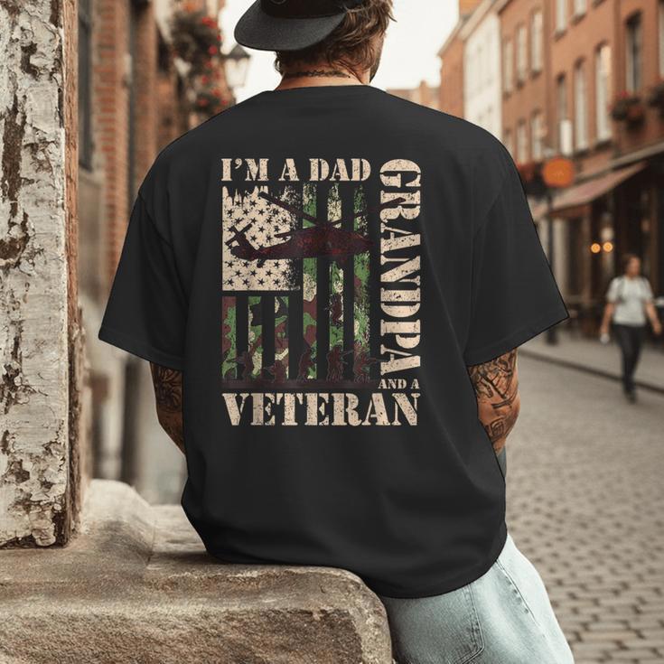 Grandpa Veteran Fathers Day Dad Veteran Camo American Flag Men's Back Print T-Shirt