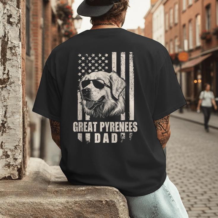 Great Pyrenees Dog Dad American Flag For Father Men Men's Back Print T-Shirt
