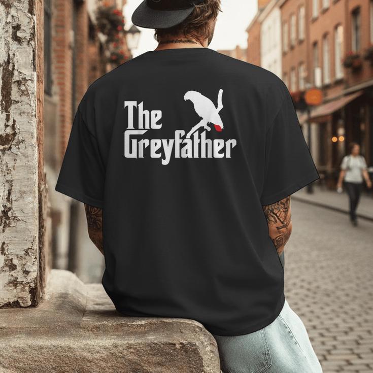 The Greyfather African Grey Parrot Lovers Bird's Dad Men's Back Print T-Shirt The Greyfather African Grey Parrot Lovers Bird's Dad Men's Back Print T-Shirt