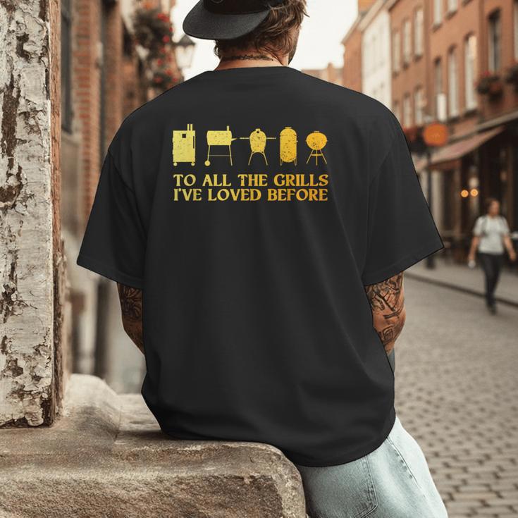 Grilling Art For Men Dad Barbecue Meat Smoking BBQ Men's Back Print T-Shirt