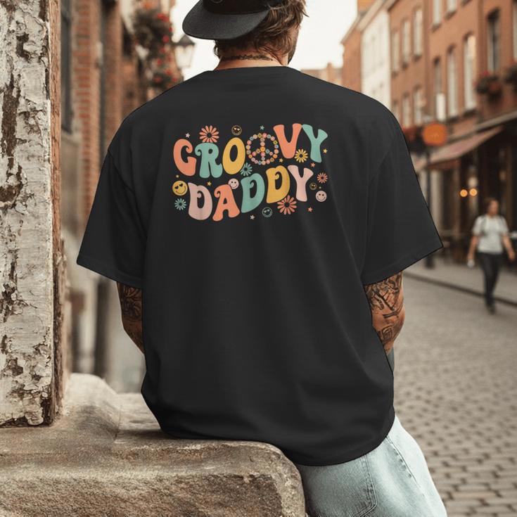 Groovy Daddy Birthday Party Peace Sign Dad 60s 70s Hippie Men's Back Print T-Shirt