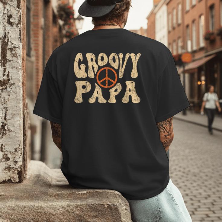 Groovy Papa 70s Aesthetic Nostalgia 1970's Retro Dad Men's Back Print T-Shirt