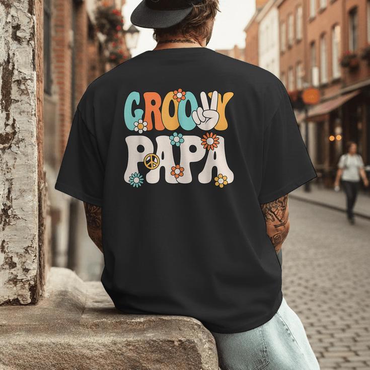 Groovy Papa Dad Retro Hippie 60s 70s Party Outfit Men Men's Back Print T-Shirt