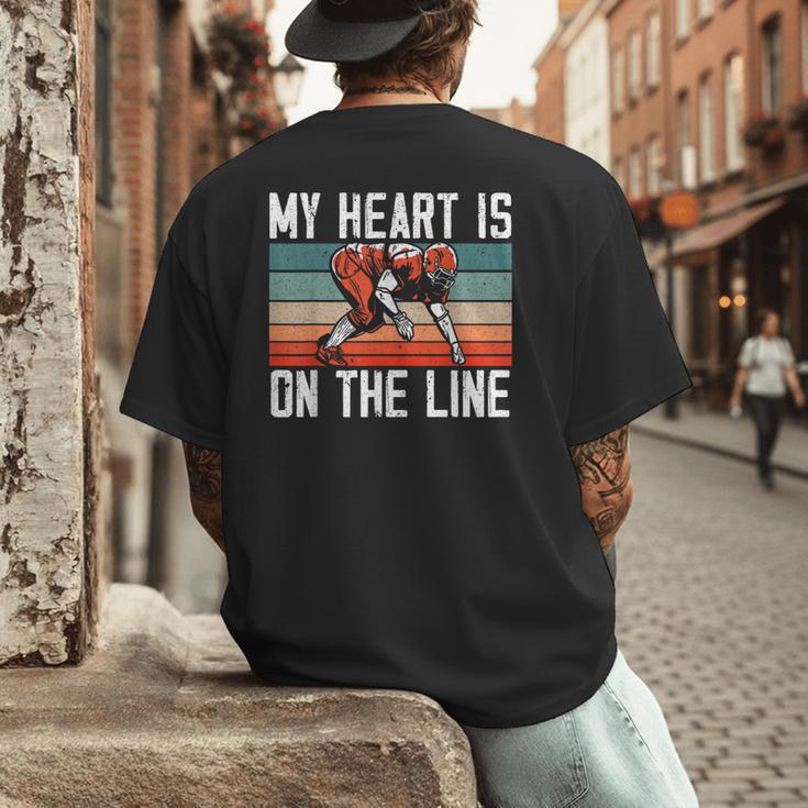 My Heart Is On The Line Football Mom Dad Offensive Lineman Men's Back Print T-Shirt