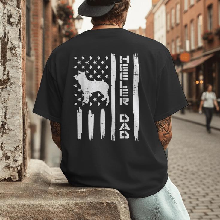 Heeler Dad Flag Vintage Blue Red Cattle Dog Patriot Men Men's Back Print T-Shirt