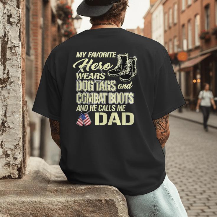 Hero Wears Dog Tags Combat Boots Proud Army Dad Father Men's Back Print T-Shirt Hero Wears Dog Tags Combat Boots Proud Army Dad Father Men's Back Print T-Shirt