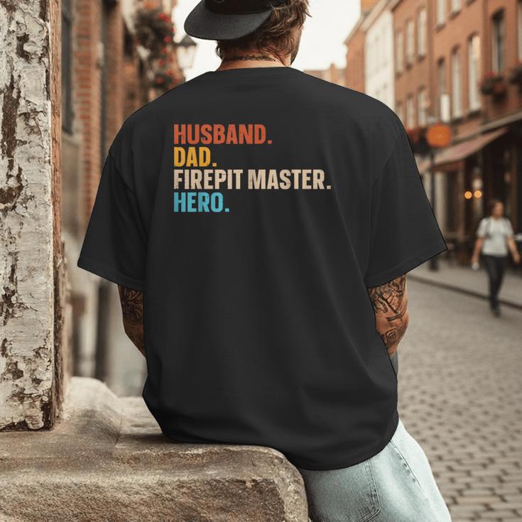 Husband Dad Firepit Master Hero Men's Back Print T-Shirt