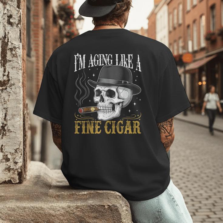 I'm Aging Like a Fine Cigar Skull Dad Retro Adult Men's Back Print T-Shirt
