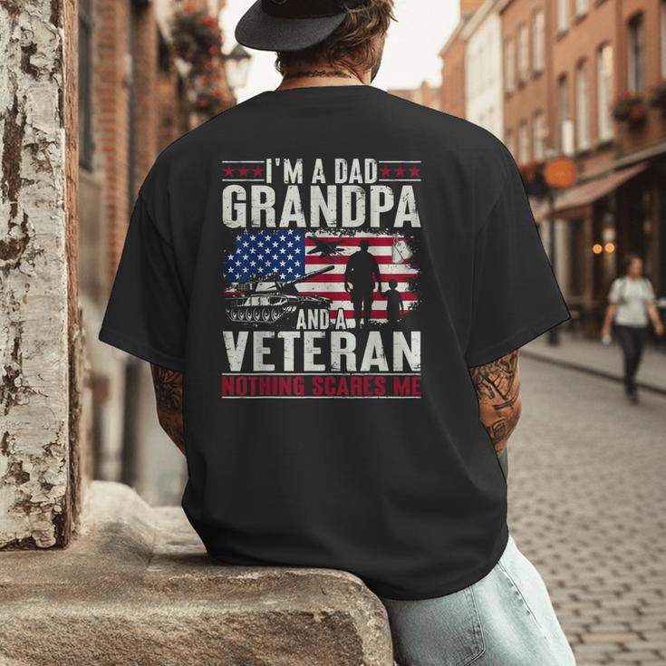 I'm A Dad Grandpa And Veteran Retro Papa Grandpa Men's Back Print T-Shirt