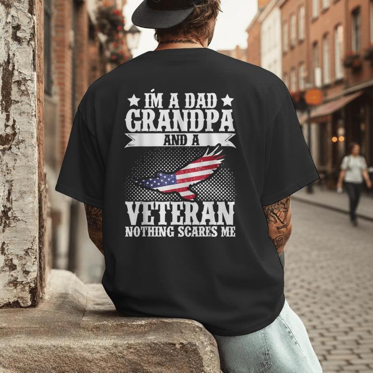 I'm A Dad Grandpa And A Veteran US Flag Veterans Day Men's Back Print T-Shirt
