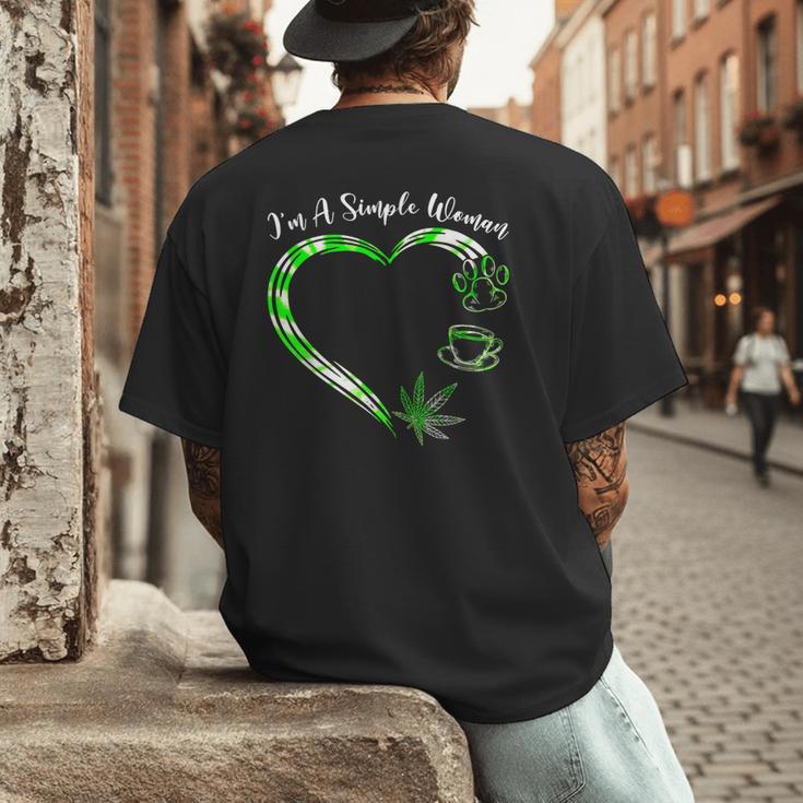 I'm A Simples Woman Loves Weed Coffee And Dog Dad Mom Men's Back Print T-Shirt