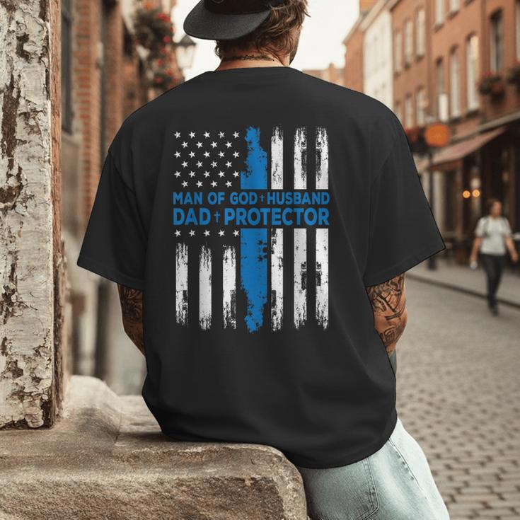 Jesus God Religious Man Of God Husband Dad Protector Men's Back Print T-Shirt