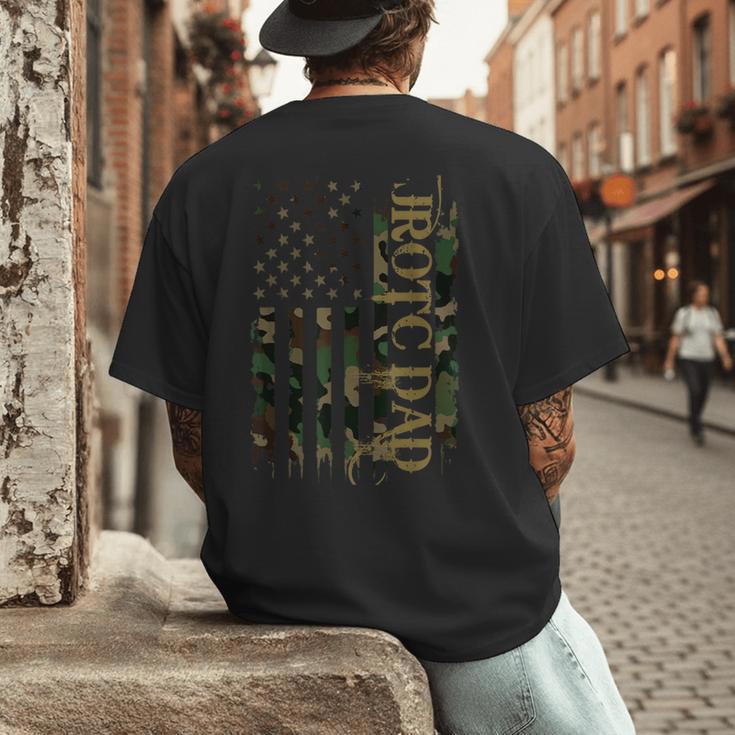 JROTC Dad United States Distressed Camo w US Flag Men's Back Print T-Shirt