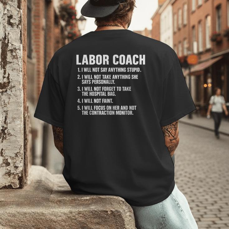 Labor Coach New Mom New Dad Hospital New Baby Shower Men's Back Print T-Shirt