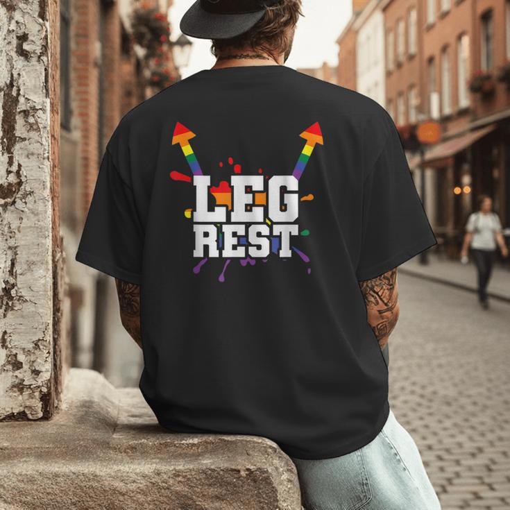 Leg Rest Naughty Dad Joke Vagitarian Lesbian Men's Back Print T-Shirt