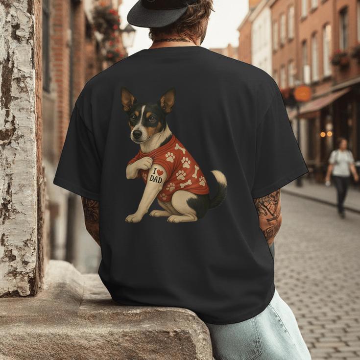 I Love Dad Tattoo Rat Terrier Dad Men's Back Print T-Shirt