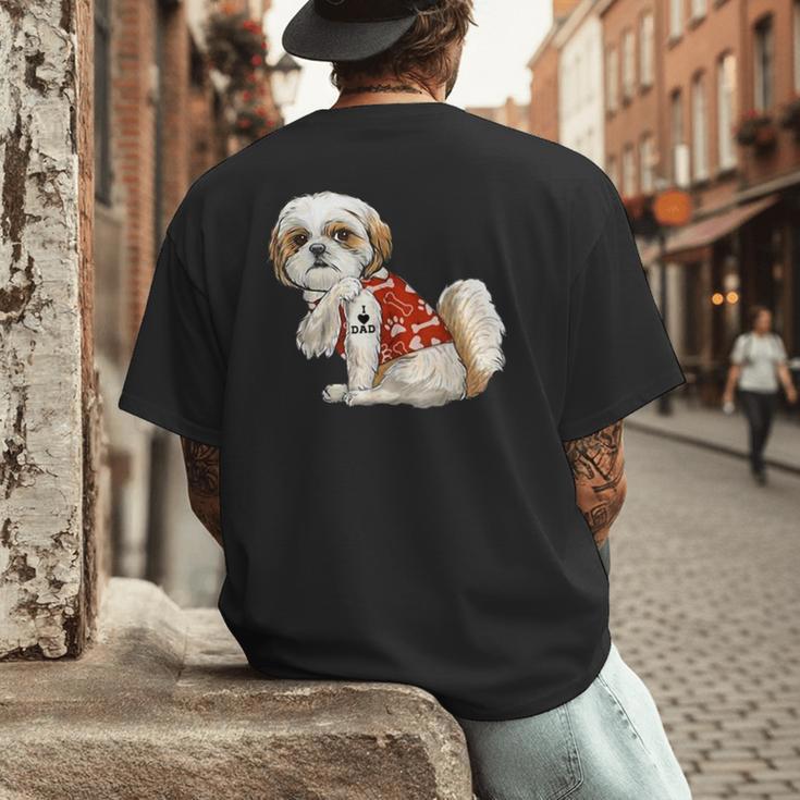 I Love Dad Tattoo Shih Tzu Dad Father's Day Men's Back Print T-Shirt