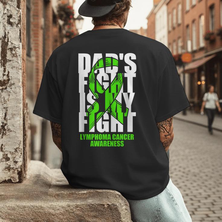 Lymphoma Cancer Awareness Lime Green Ribbon Dad's Fight Men's Back Print T-Shirt
