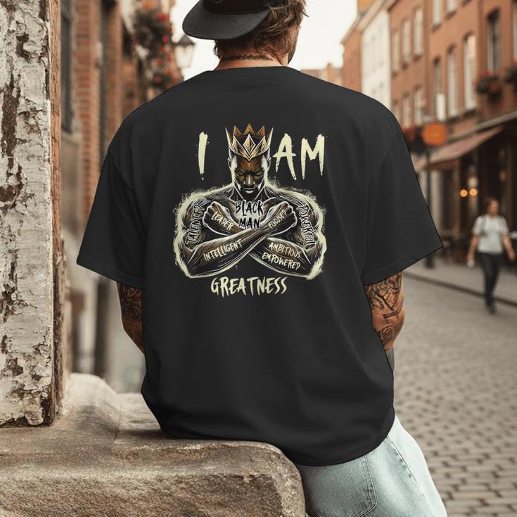 I Am Man King Powerful Dad Afro Melanin Men's Back Print T-Shirt I Am Man King Powerful Dad Afro Melanin Men's Back Print T-Shirt