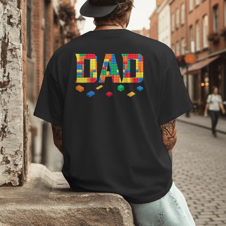 Master Builder Dad Birthday Boy Building Bricks Blocks Daddy Men's Back Print T-Shirt