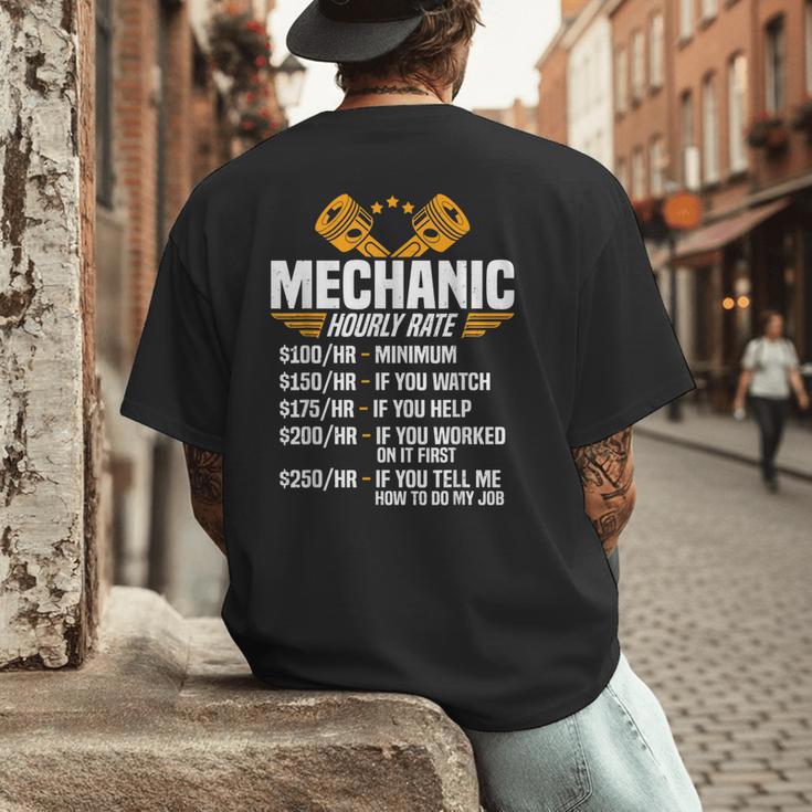 Mechanic Men Dad Hourly Rate Car Auto Garage Mechanic Men's Back Print T-Shirt
