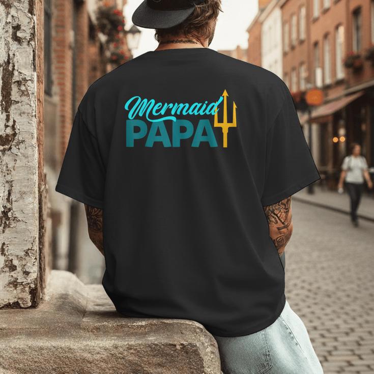 Mermaid Dad Mermaid Papa Grandpa Security Party Small Men's Back Print T-Shirt Mermaid Dad Mermaid Papa Grandpa Security Party Small Men's Back Print T-Shirt