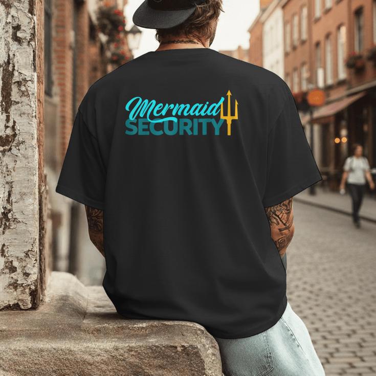 Mermaid Security Birthday Party Matching Dad Boys Men's Back Print T-Shirt