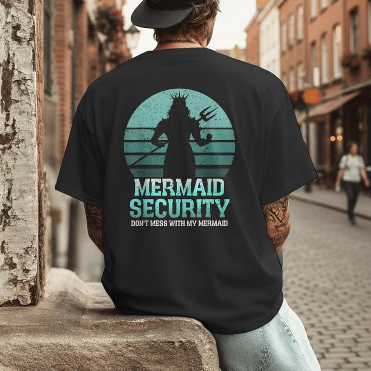Mermaid Security Vintage Birthday Party Dad Father Day Men's Back Print T-Shirt Mermaid Security Vintage Birthday Party Dad Father Day Men's Back Print T-Shirt