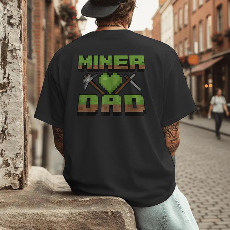 Miner Dad Birthday Boy Party Video Gamer Pixel Men's Back Print T-Shirt