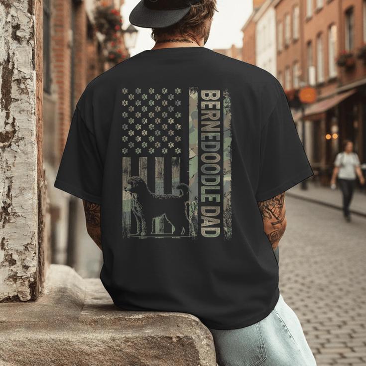 Mini Bernedoodle Dad Camo USA Flag DESIGN ON BACK Men's Back Print T-Shirt