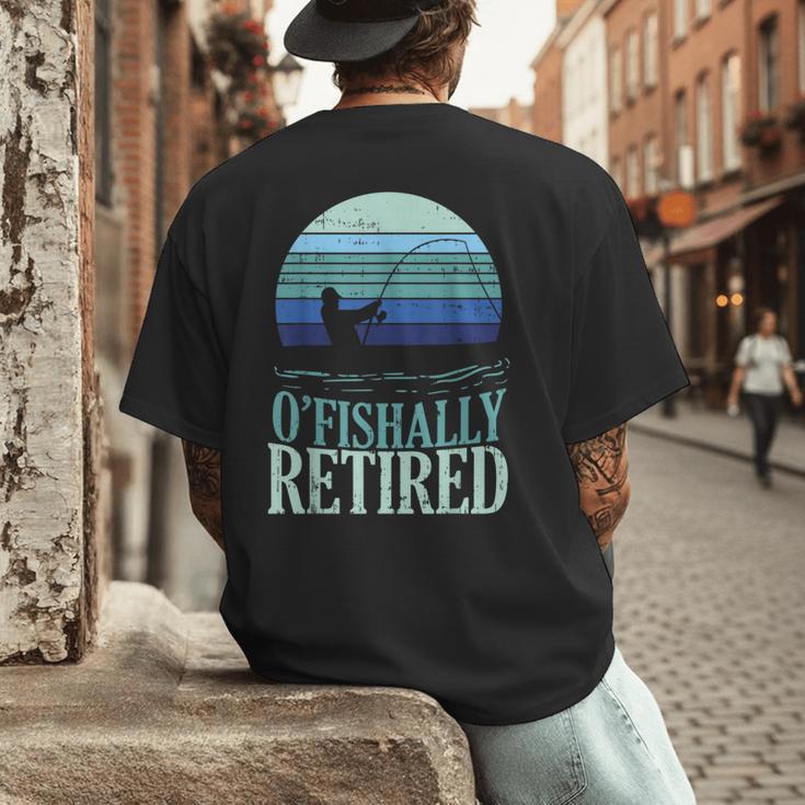 Ofishally Retired Fishing Retro Retirement Dad Men Men's Back Print T-Shirt