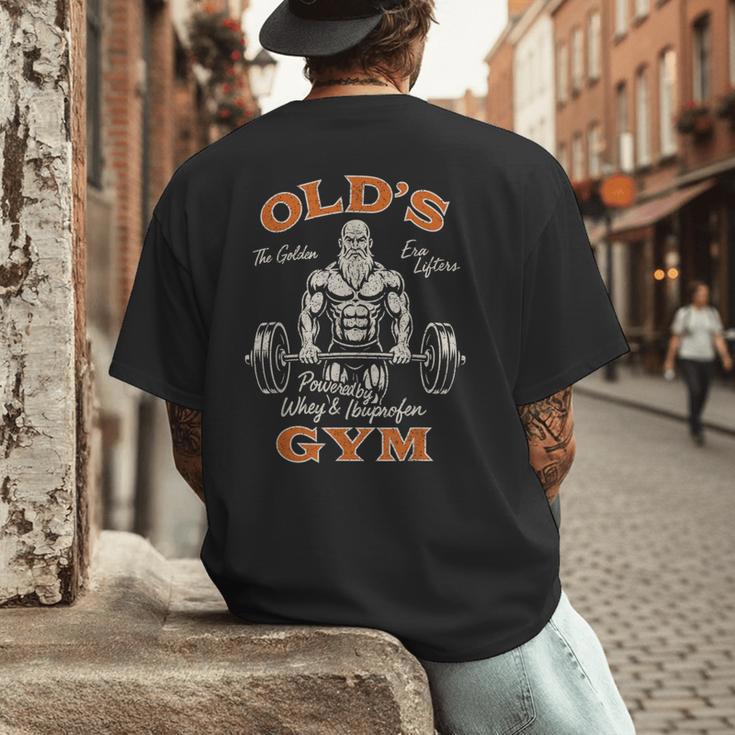 Old's Gym Logo Workout Dad Grandpa Weightlifting Old Men Gym Men's Back Print T-Shirt