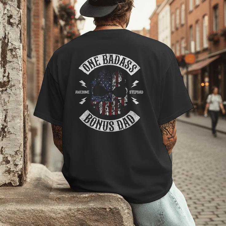 One Badass Bonus Stepdad Birthday Step Dad Men's Back Print T-Shirt