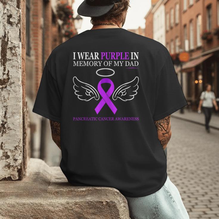 Pancreatic Cancer I Wear Purple In Memory Of My Dad Men's Back Print T-Shirt Pancreatic Cancer I Wear Purple In Memory Of My Dad Men's Back Print T-Shirt