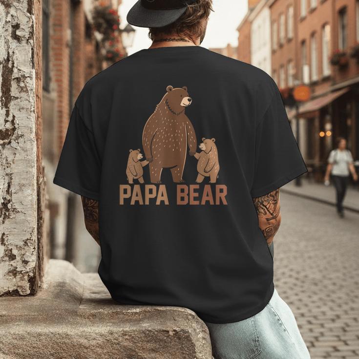 Papa Bear Dad Two Cubs Daddy Bear 2 Kids Father's Day Men's Back Print T-Shirt