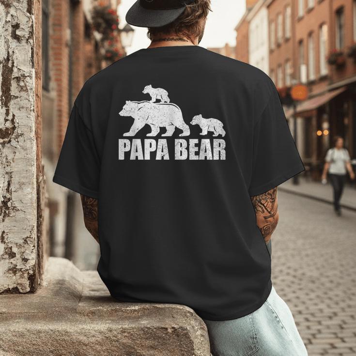 Papa Bear Two Cubs Shirt Daddy Bear Twin Tshirt Papa 2 Kids Men's Back Print T-Shirt